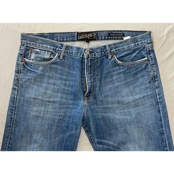 Lucky Brand Vintage Straight USA Made 100% Cotton Denim Jeans. 38X33, Runs Big. - Picture 6 of 9